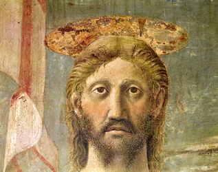 Uppståndelsen, detalj av Kristi huvud, ca 1463 fresco, se även 109787 & 205587